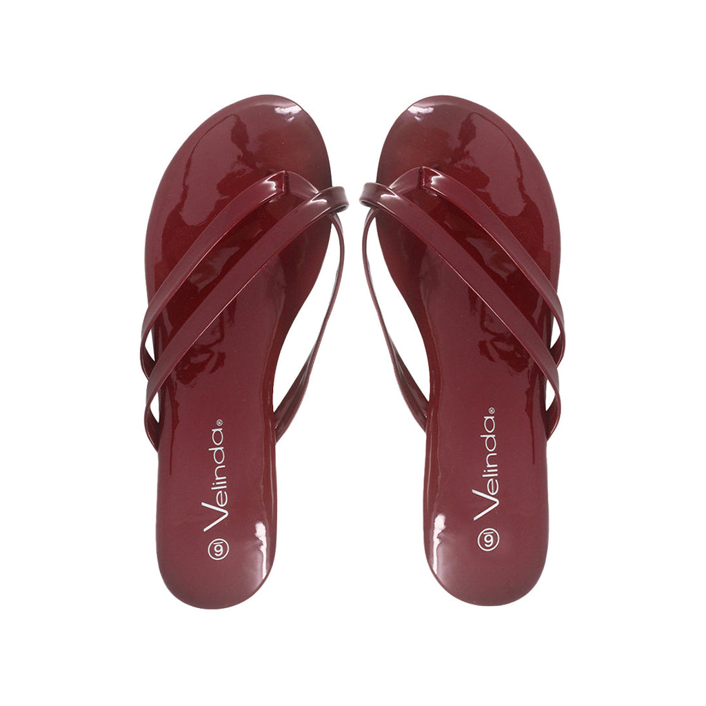 Sandalias flats Karen burgundy para mujer