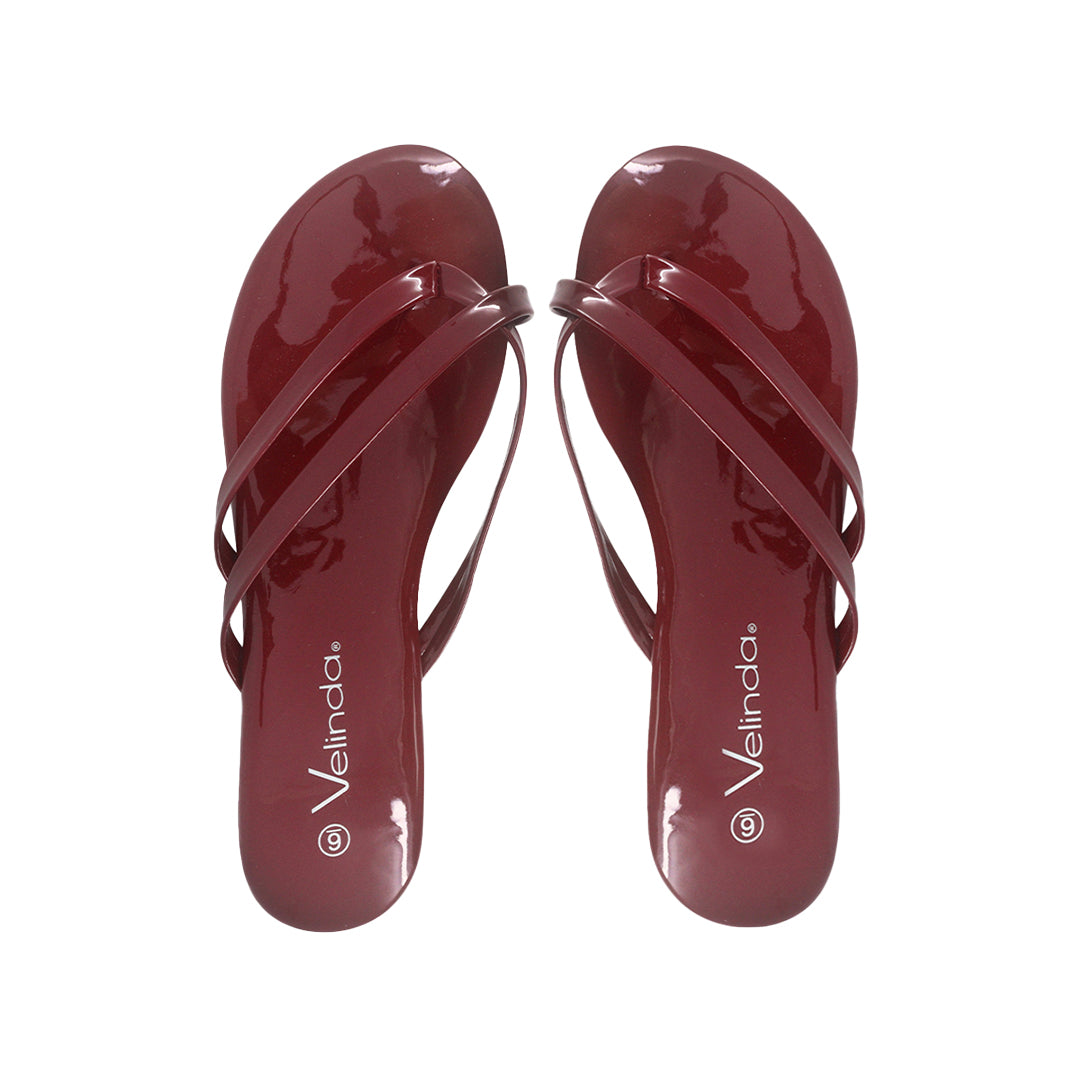 Sandalias flats Karen burgundy para mujer