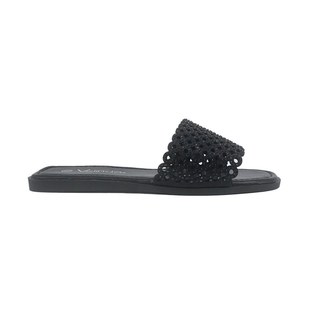 Sandalias flats Lea negro para Mujer