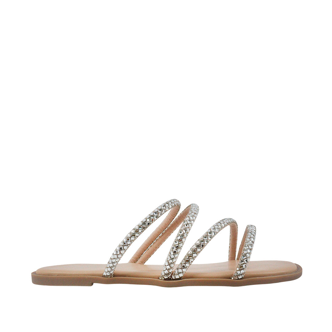 Sandalias flats Mady plateado para mujer