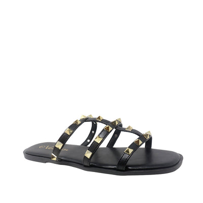 Sandalias flats Valeria negro para mujer