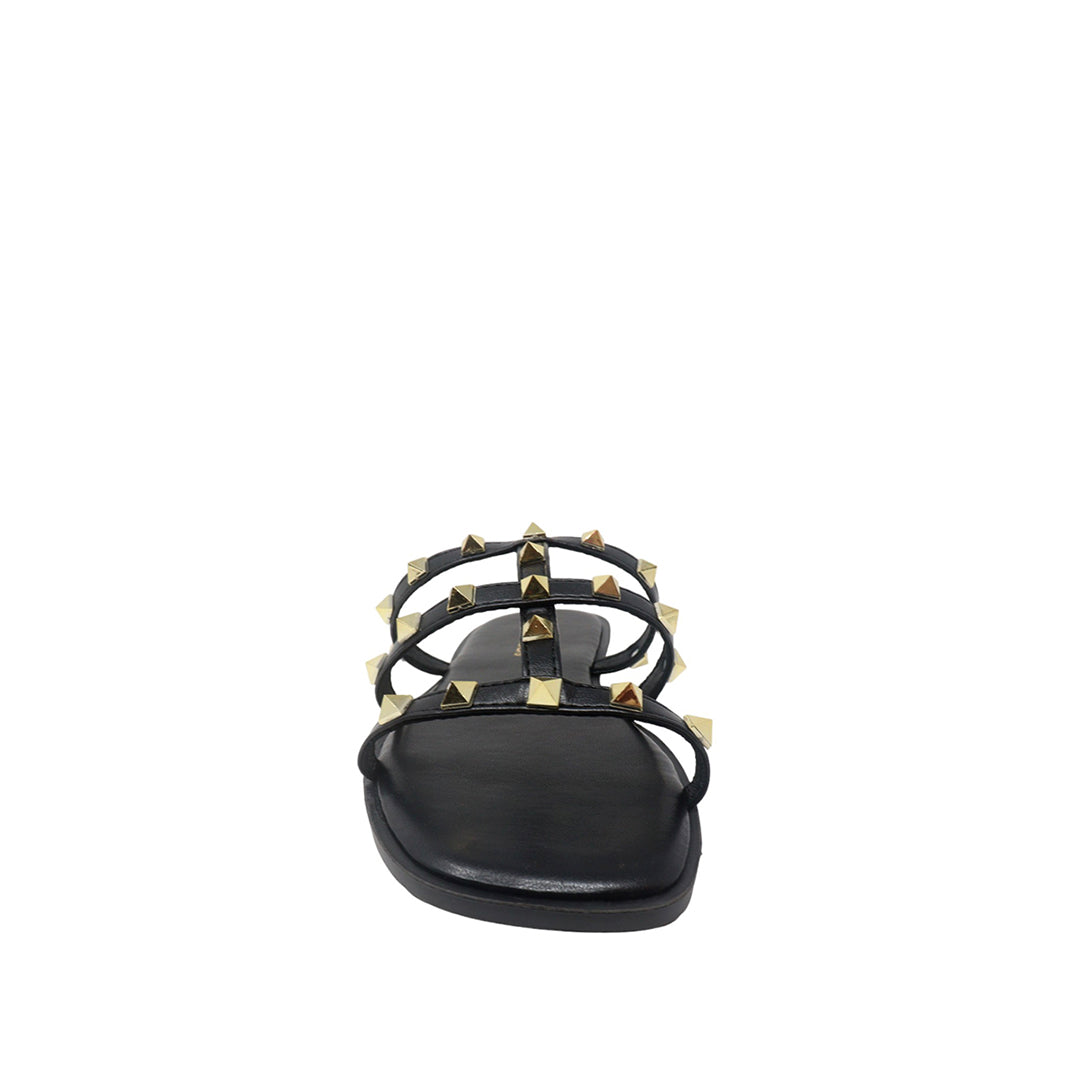 Sandalias flats Valeria negro para mujer