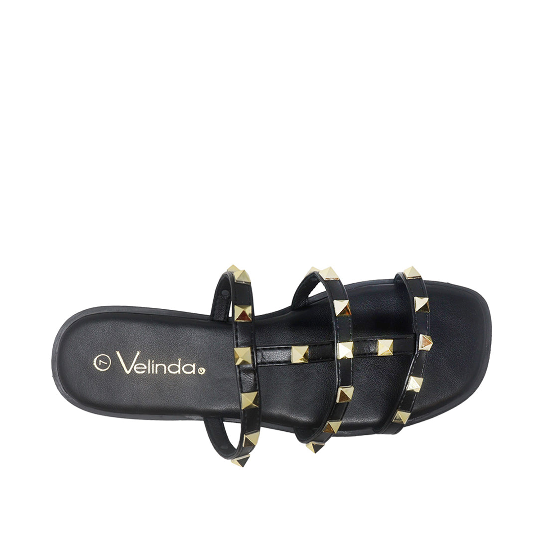 Sandalias flats Valeria negro para mujer