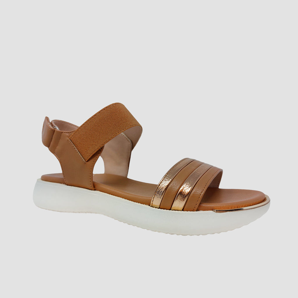 Sandalias flats Lena tan para mujer