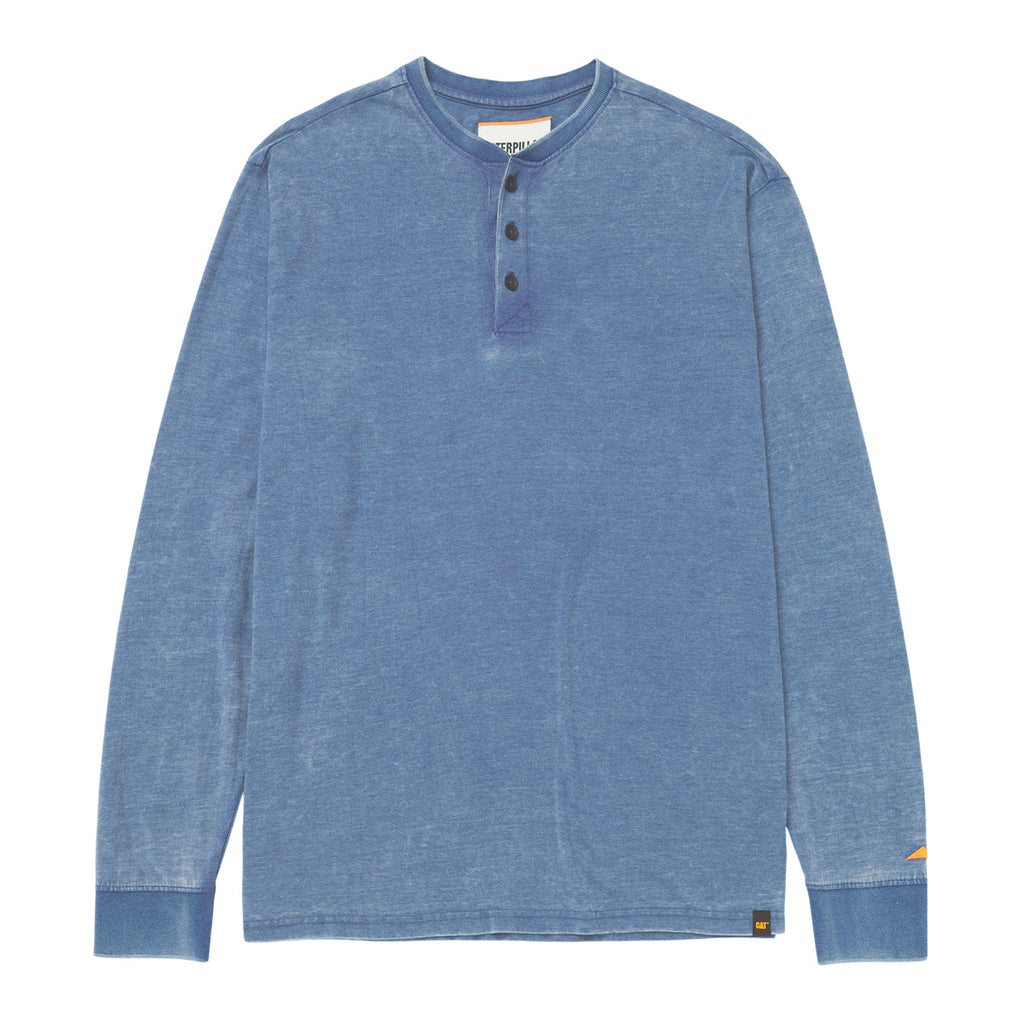 Camisa Burnout Henley para hombre color azul