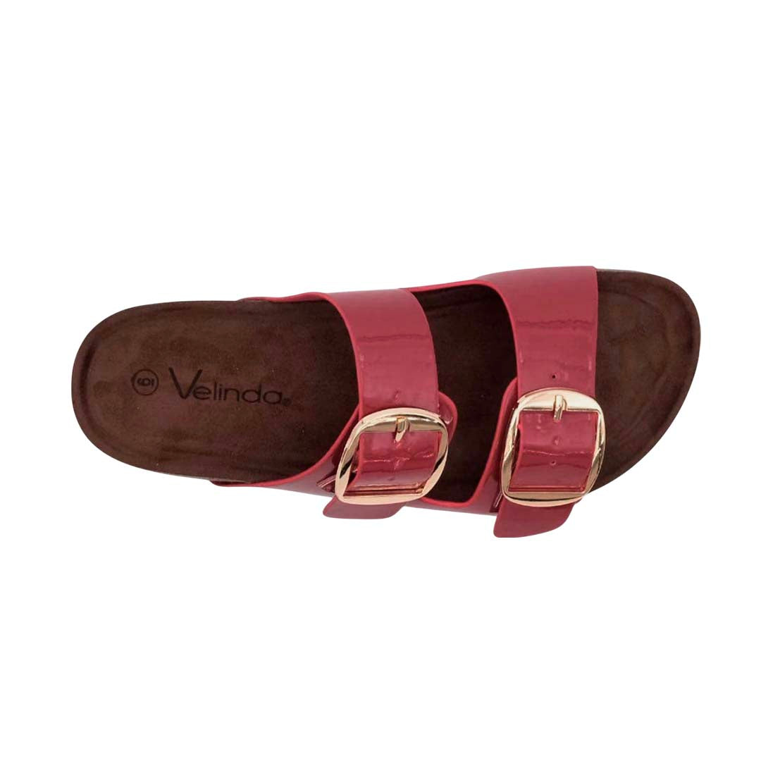Sandalias flats Mirka burgundy