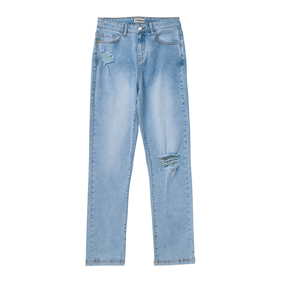 Jeans Triblendn High-Rise Straight para mujer color celeste