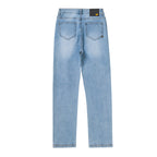 Jeans Triblendn High-Rise Straight para mujer color celeste