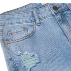 Jeans Triblendn High-Rise Straight para mujer color celeste