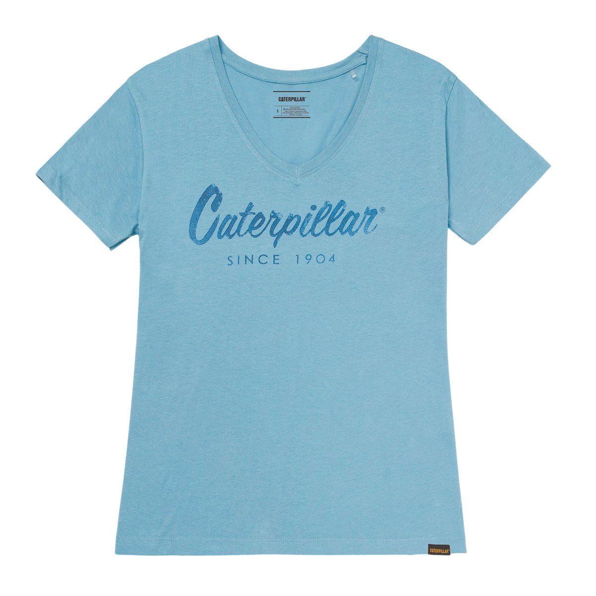 Camiseta Script V-Neck para mujer color celeste