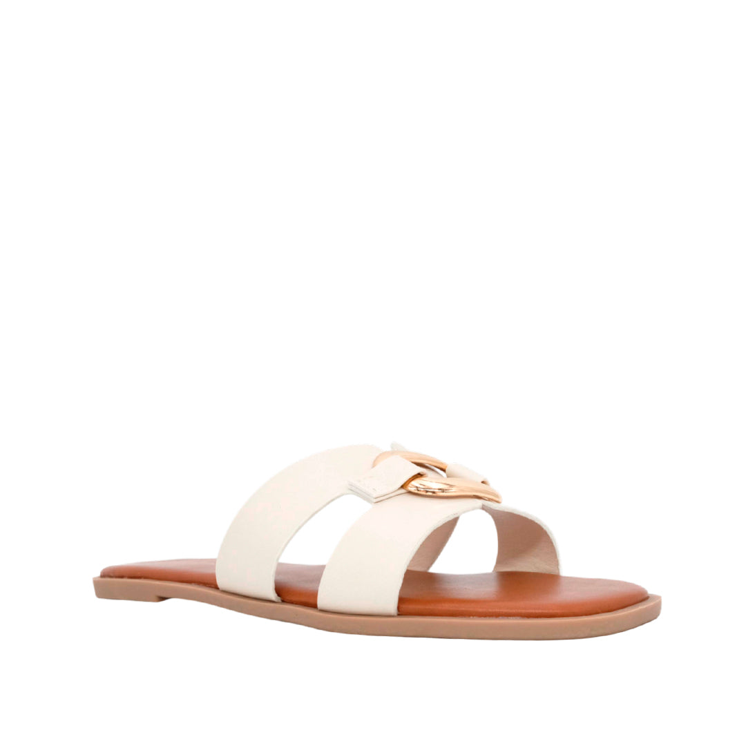 Sandalias flats Mia para mujer color hueso
