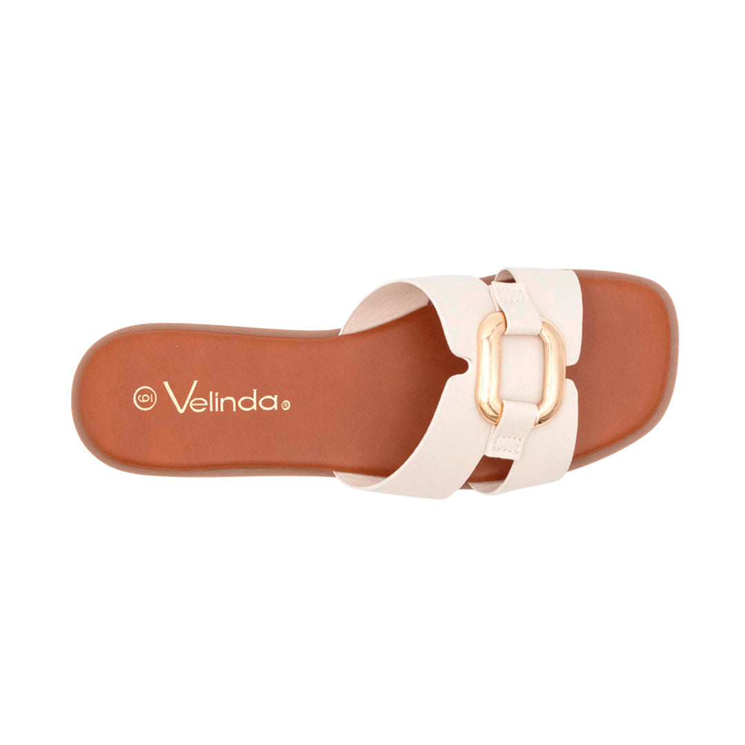 Sandalias flats Mia para mujer color hueso