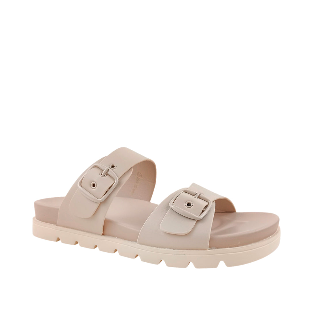 Sandalias flats Dakota para mujer color hueso