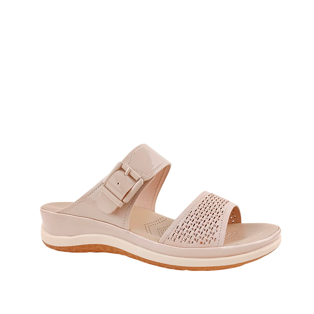 Sandalias flats Gladys para mujer color nude