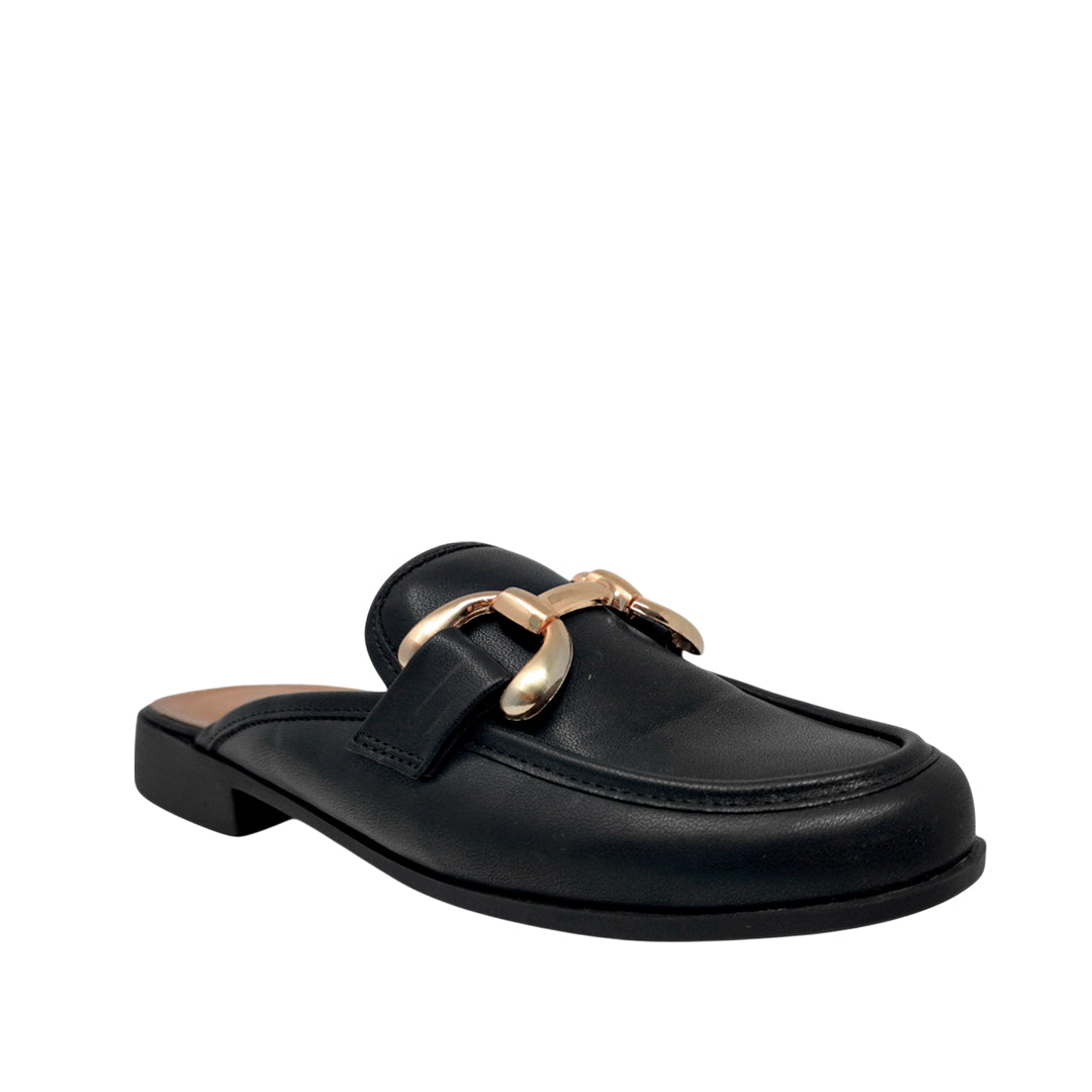 Mules loafers Kamila para mujer color negro
