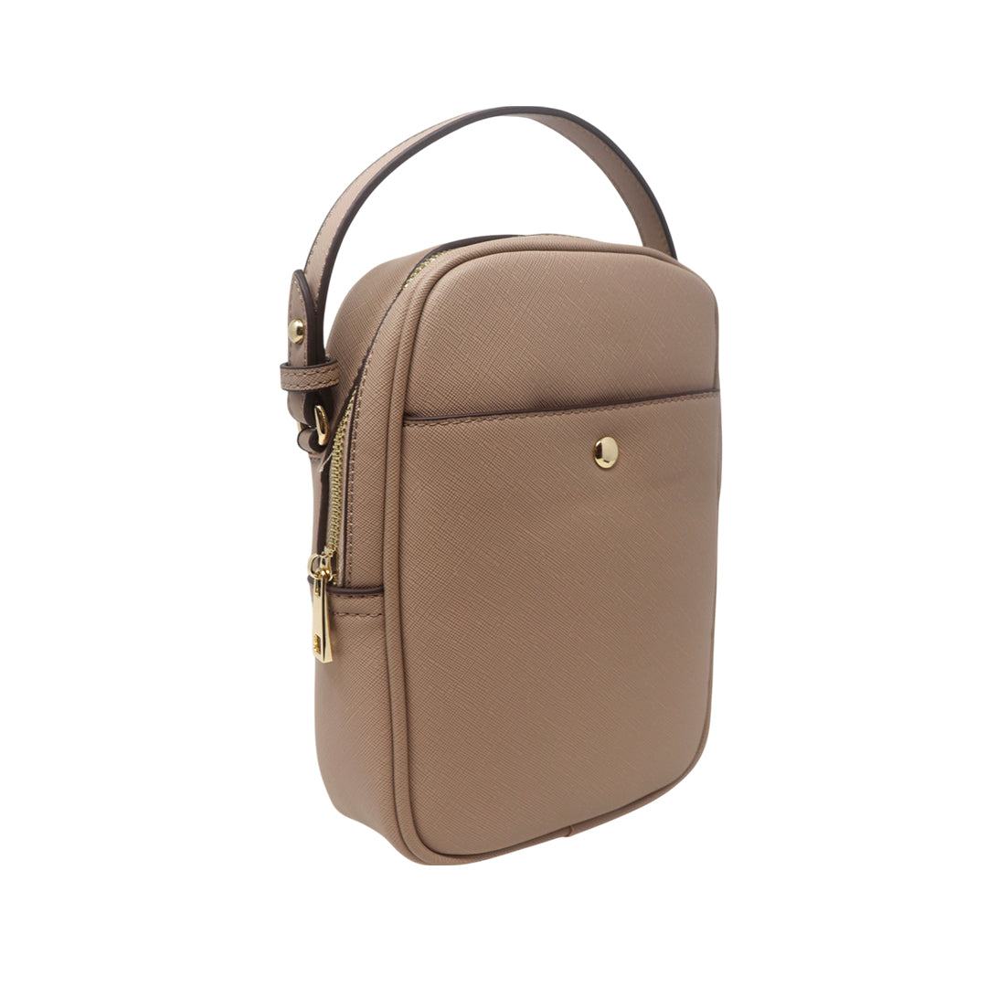 Cartera crossbody Cherry para mujer color taupe