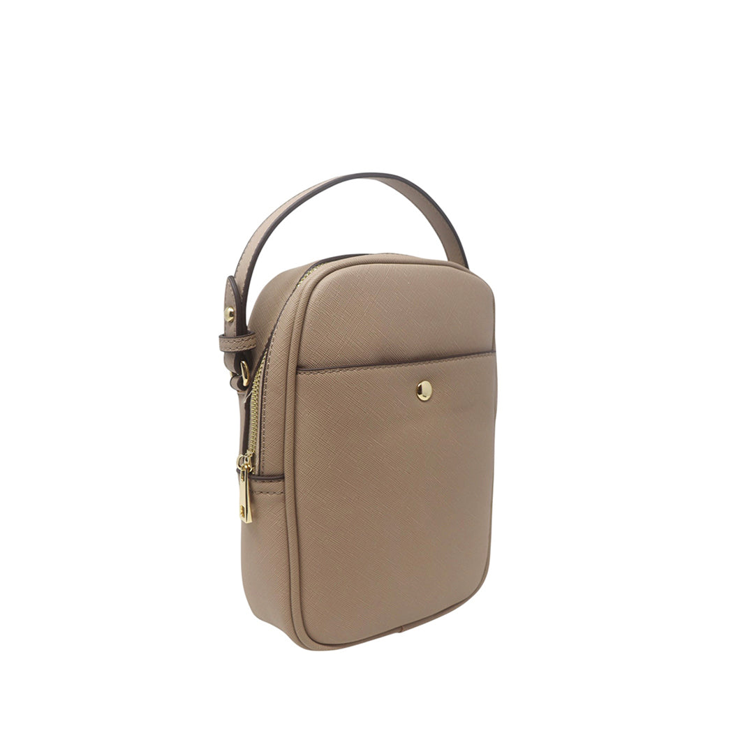Cartera crossbody Cherry para mujer color taupe