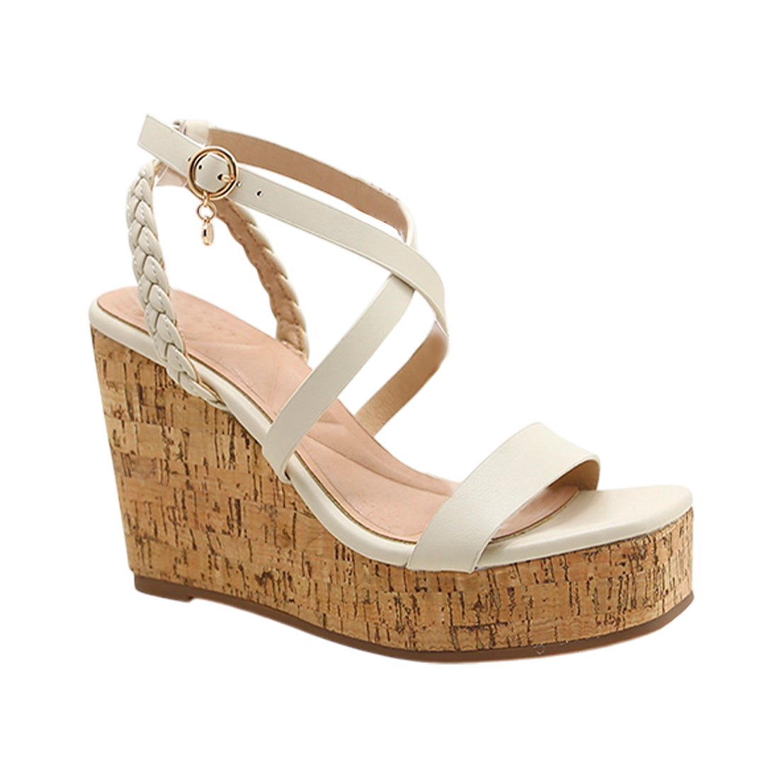 Sandalias de cuña Danae para mujer color hueso
