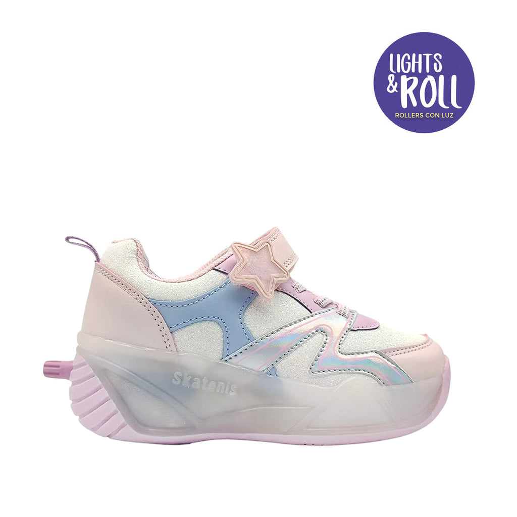 Sneakers con rodos Britt para niña color plateado