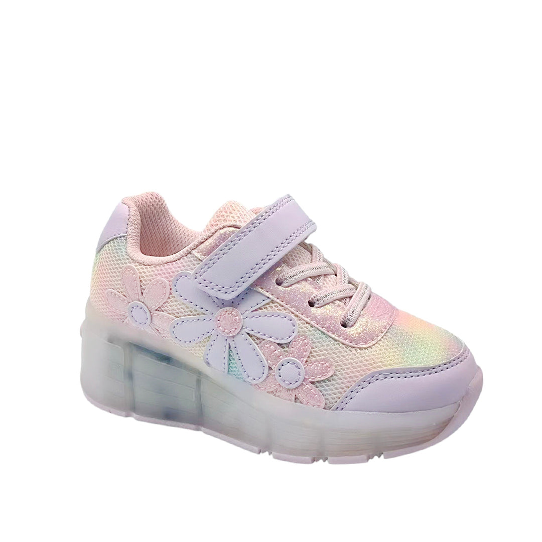 Sneakers con rodos Ari para niña color rosado