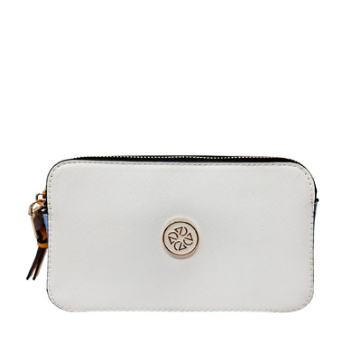 Cartera crossbody Libby para mujer color blanco y celeste