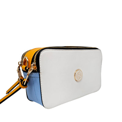 Cartera crossbody Libby para mujer color blanco y celeste
