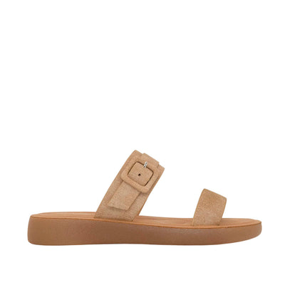 Sandalias flats Pamela beige para mujer