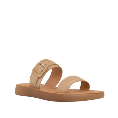 Sandalias flats Pamela beige para mujer