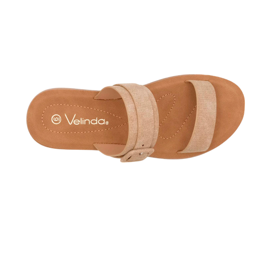 Sandalias flats Pamela beige para mujer