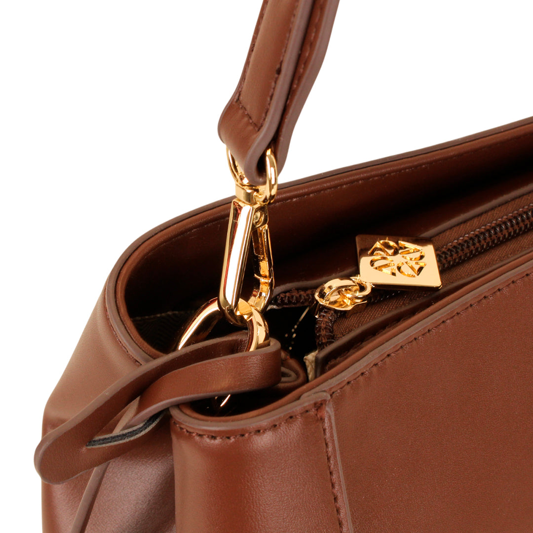 Cartera satchel Alma para mujer color café
