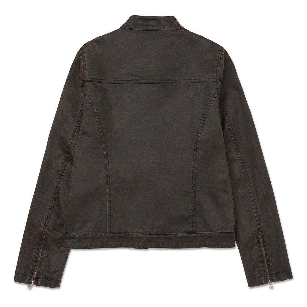 Jacket Waxed Moto para mujer color café