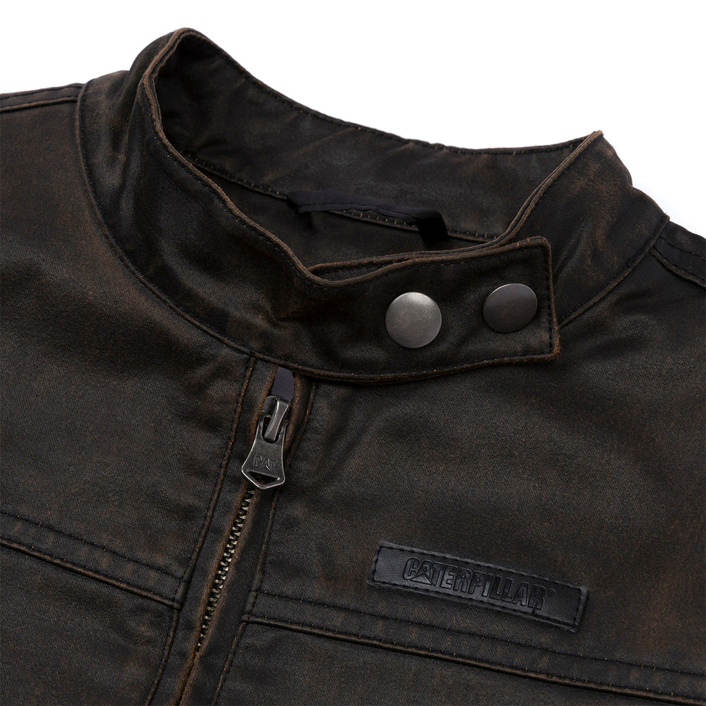 Jacket Waxed Moto para mujer color café