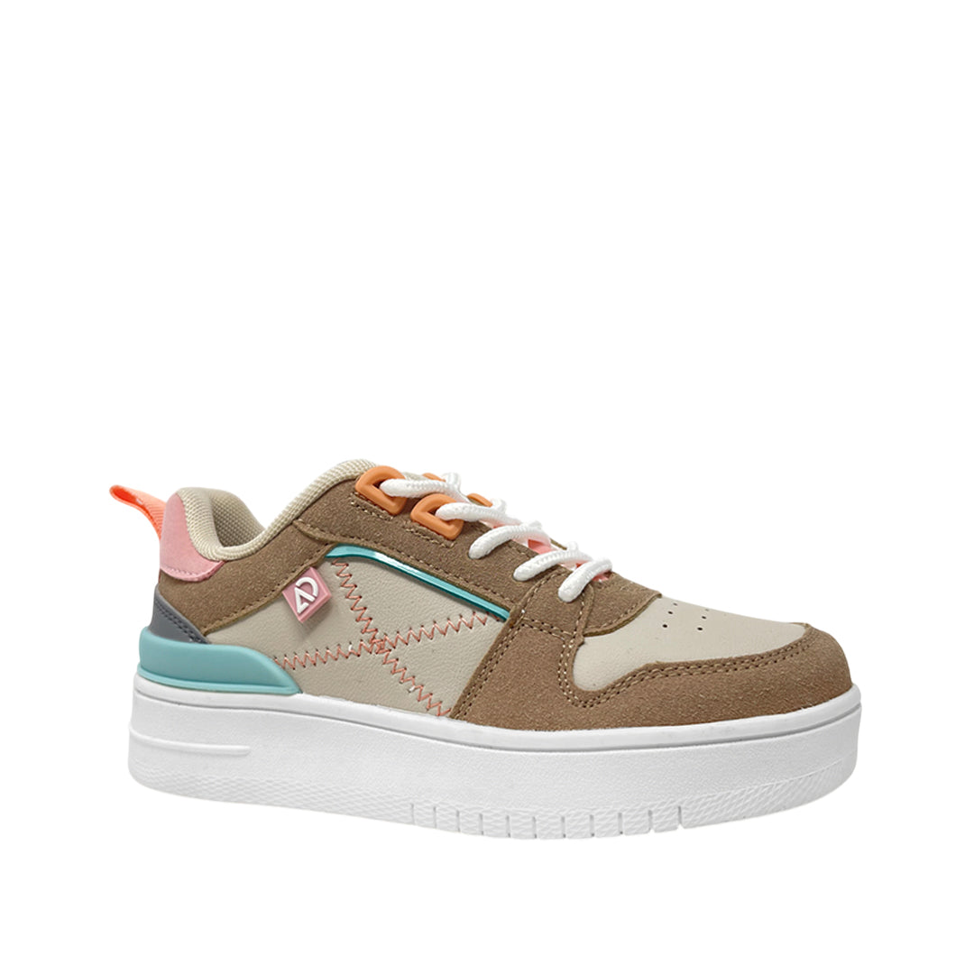 Sneakers Gali para niña color café y rosado