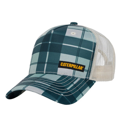 Gorra Plaid Trucker unisex color turqueza