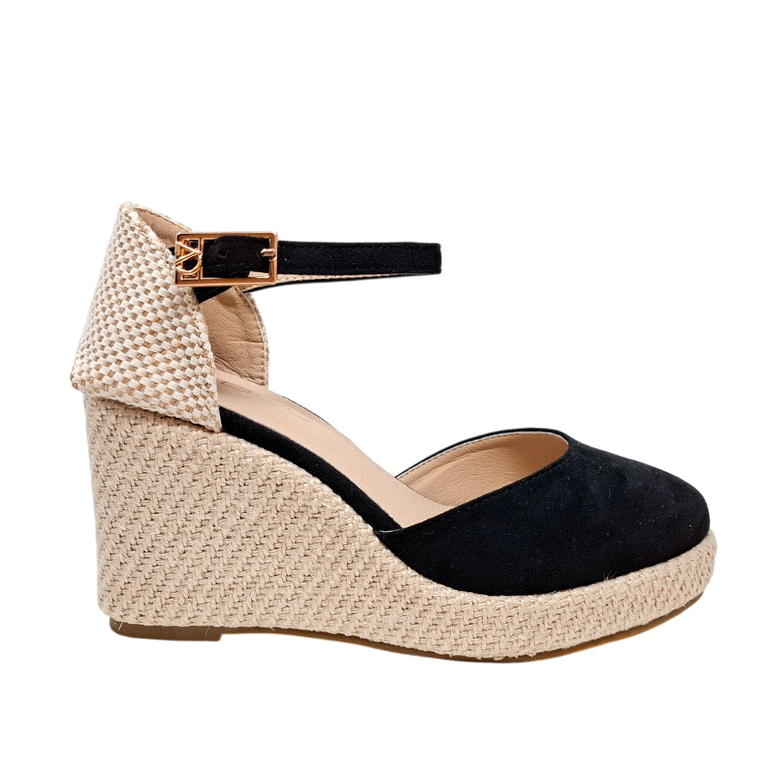 Alpargatas con cuña Oklyn para mujer color negro