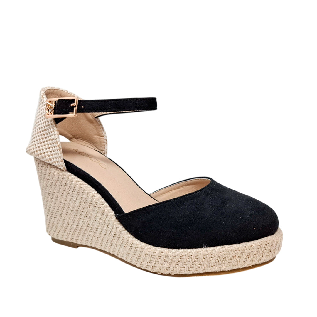 Alpargatas con cuña Oklyn para mujer color negro