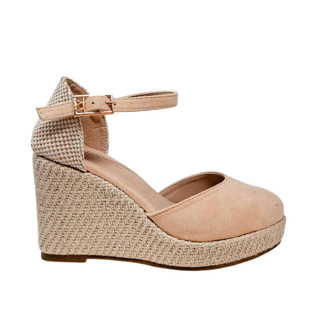 Alpargatas con cuña Oklyn para mujer color nude