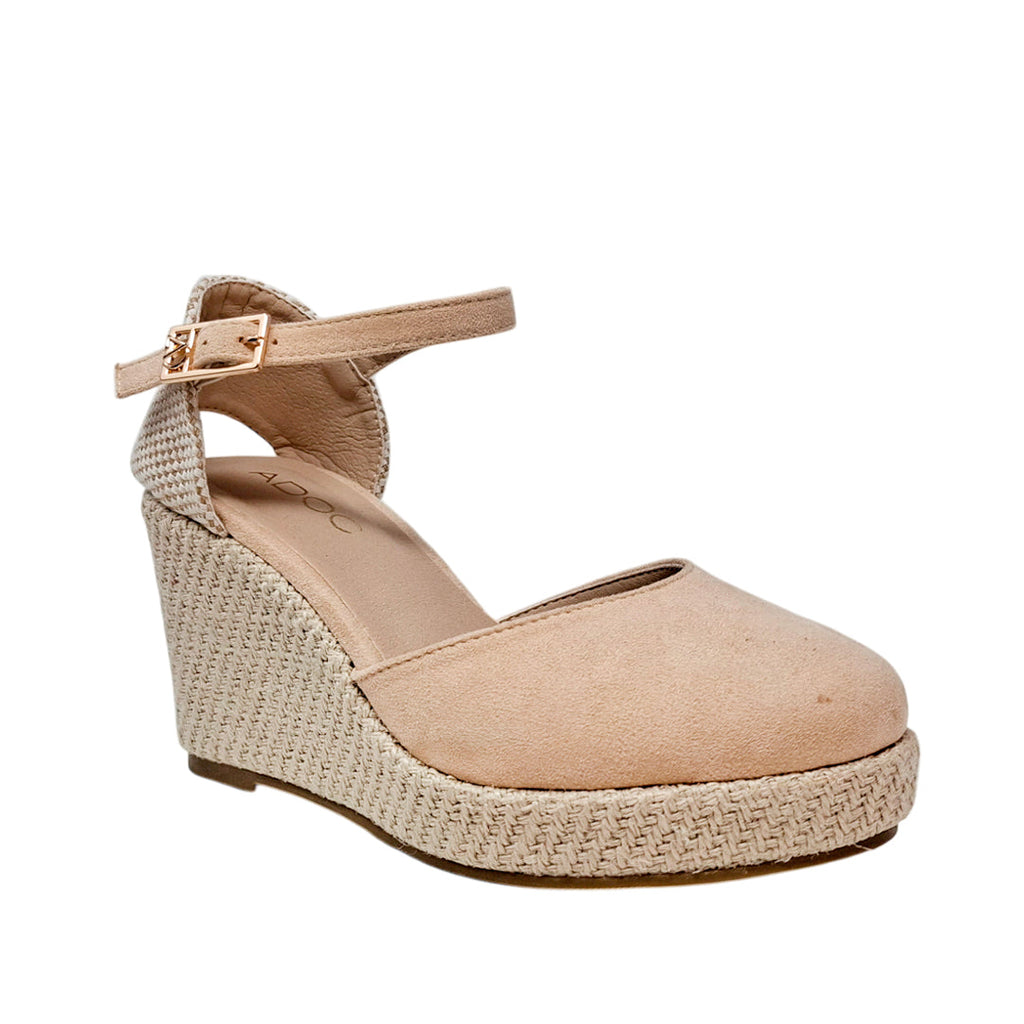 Alpargatas con cuña Oklyn para mujer color nude