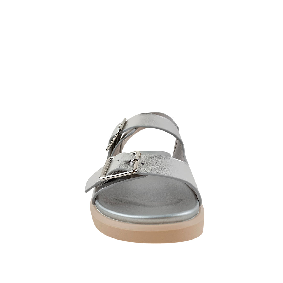 Sandalias flats Valia para mujer color plateado