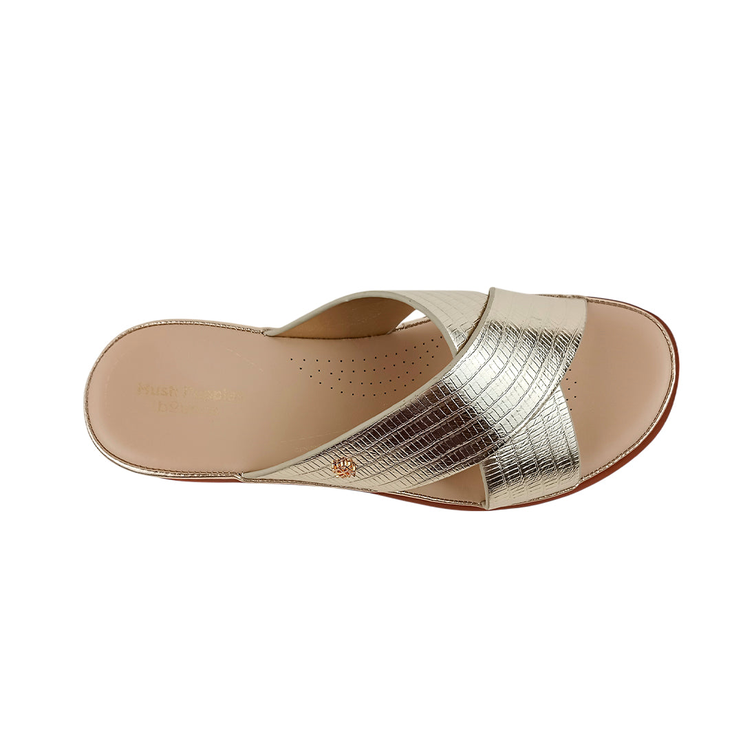 Sandalias de cuña Shasta para mujer color dorado