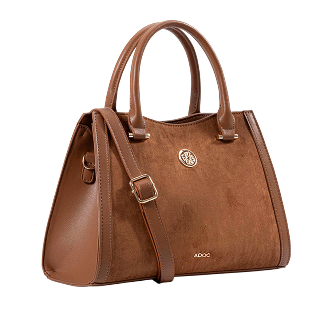 Cartera satchel Zilia para mujer color tan