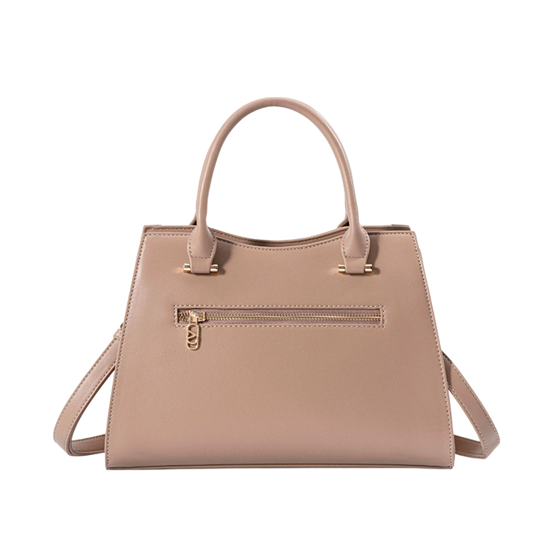 Cartera satchel Zilia para mujer color arena