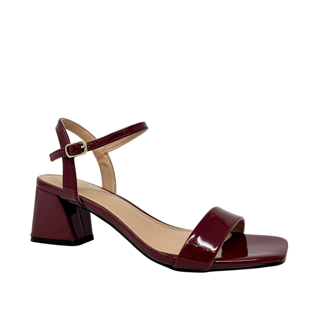 Sandalias de tacón Birdiee para mujer color vino