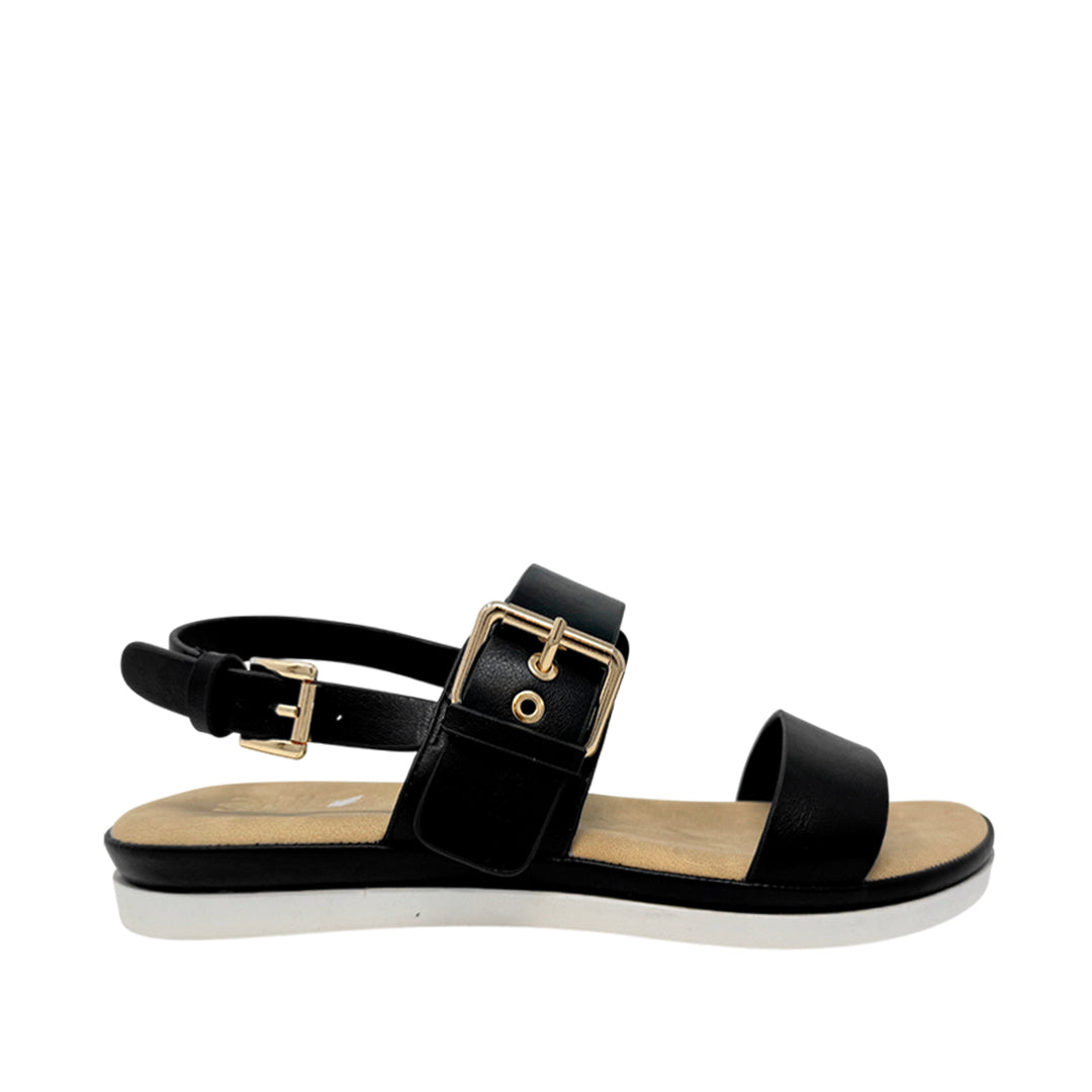 Sandalias flats Obelia para mujer color negro