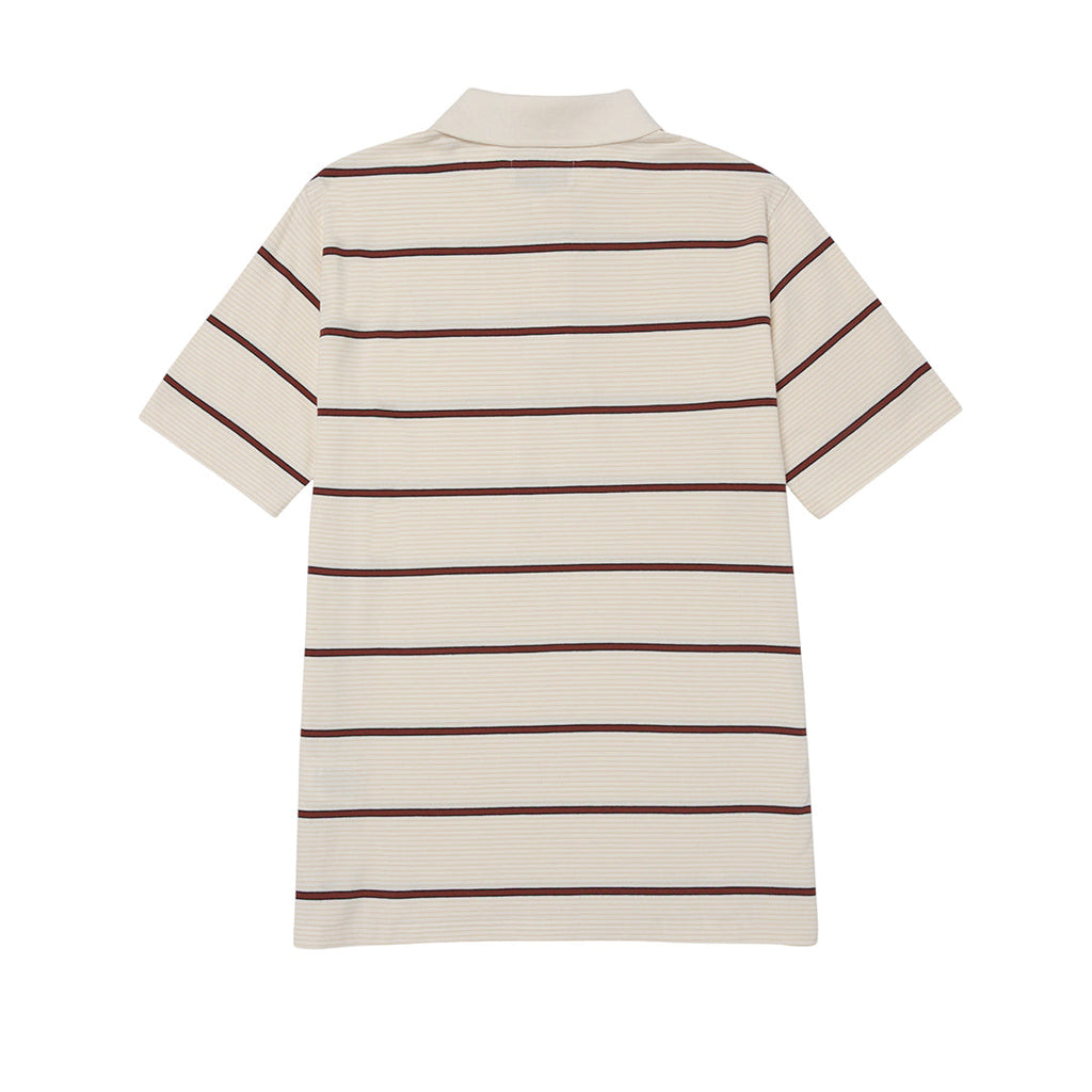 Camisa polo Cat Logo Pique para hombre color blanco y café