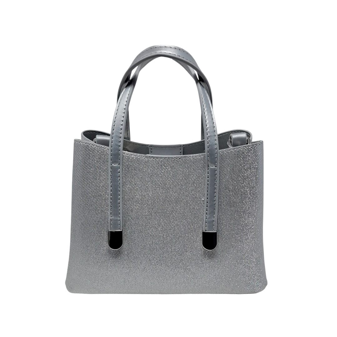 Cartera satchel Vicky para mujer color plateado