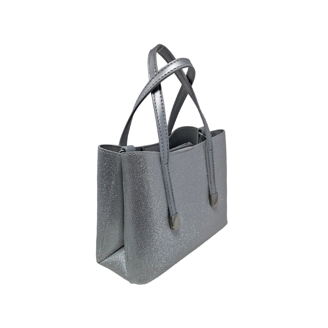 Cartera satchel Vicky para mujer color plateado
