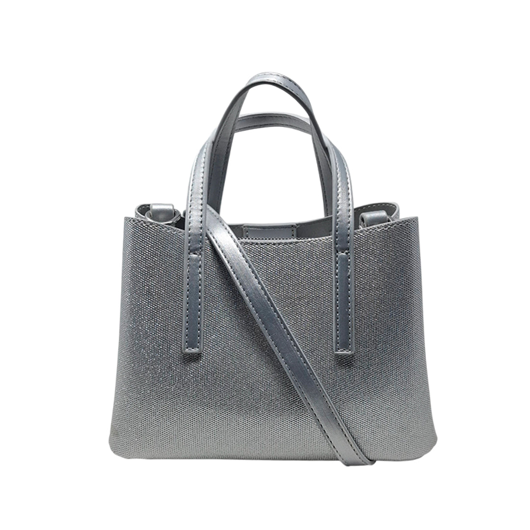 Cartera satchel Vicky para mujer color plateado