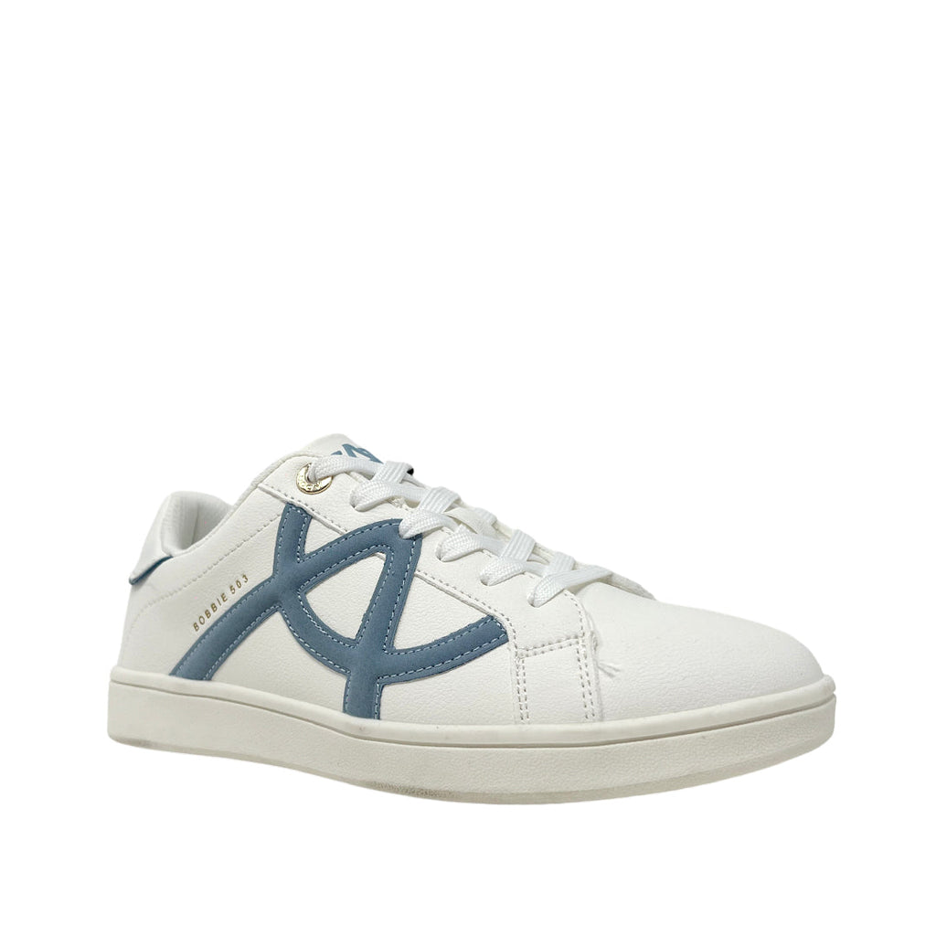 Sneakers Bobbie para mujer color blanco y celeste