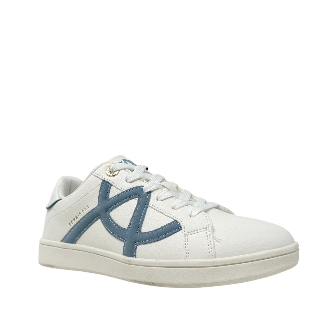 Sneakers Bobbie para mujer color blanco y celeste